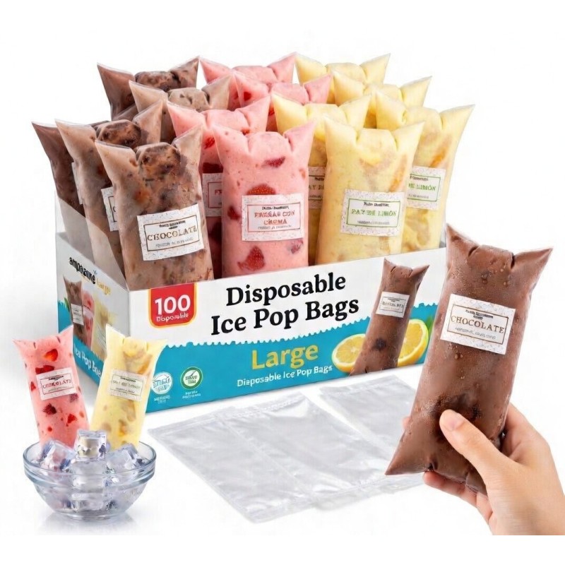 Veroquo 100-Count Large Ice Pop Bags 8x26 cm