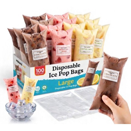 Veroquo 100-Count Large Ice Pop Bags 8x26 cm